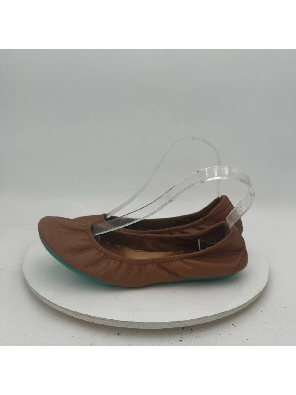 Tieks By Gavrieli Women Size 8 Brown Leather Teal Accents Ballet Women Flat Shoe